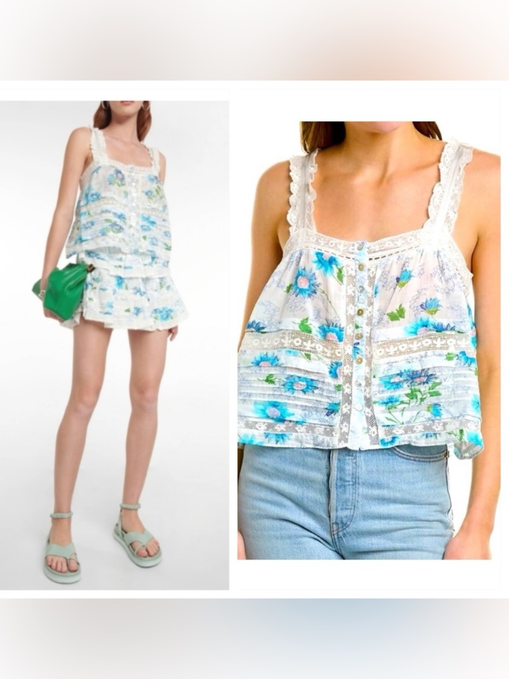 LoveShackFancy Sully Top Blueberry Cloud XS New with Tags